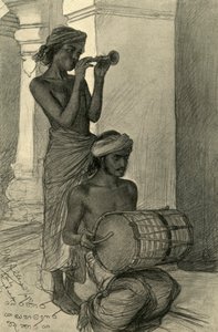 寺院の音楽家、キャンディ、セイロン、1898年。