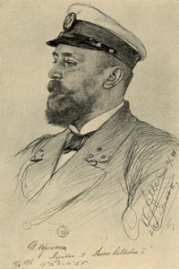 「カイザー ヴィルヘルム 2 世」の艦長、1898 年。 作： Christian Wilhelm Allers