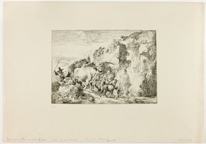 岩のアーチをくぐる群れ 作： Christian Wilhelm Ernst Dietrich