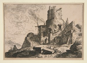 塔のある風景 作： Christian Wilhelm Ernst Dietrich