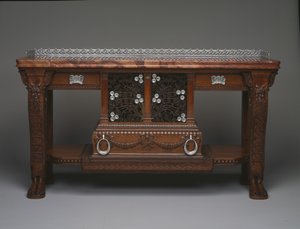 ヴァンダービルトコンソール、c.1881-1882（オーク、大理石、銀食器、ブロンズ） 作： Christian and Gustave  Herter
