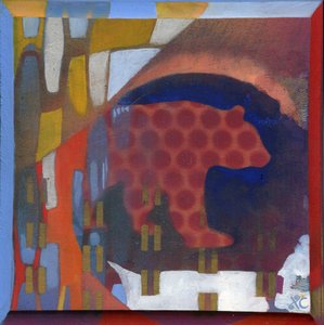 ベア, c. 2008 (アクリル、ウッドパネル) 作： Christina Saj