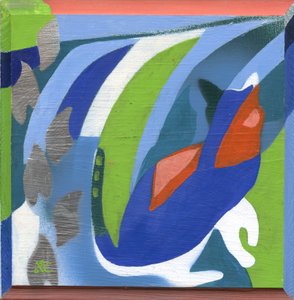 猫 2008年頃 （アクリル、ウッドパネル） 作： Christina Saj