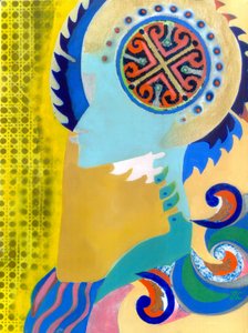 十字軍、1999年頃（キャンバスに油彩、コラージュ） 作： Christina Saj