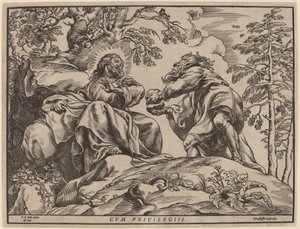 悪魔によるキリストの誘惑 作： Christoffel Jegher after Sir Peter Paul Rubens