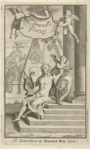 カスパー・ブラントの肖像画を持つアポロン タイトルページ: K. Brandt, Poëzy, 1705 作： Christoffel Lubienitzki