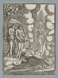 アダムとイブは裸であることを恥じている 作： Christoffel van Sichem (II)