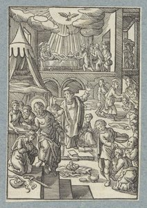 使徒たちはエルサレムで新しい信者にバプテスマを施す 作： Christoffel van Sichem (II)