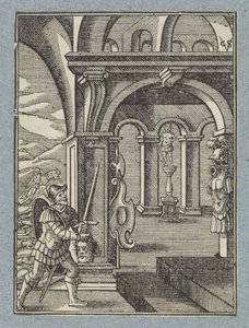 サウルの首がペリシテ人の神殿に運ばれる 作： Christoffel van Sichem (II)