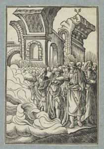 モーセは杖で水を割る 作： Christoffel van Sichem (II)