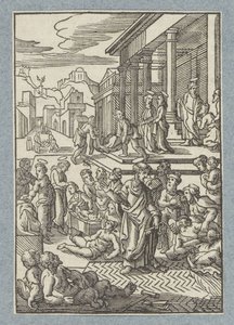 ピーターは彼の影で病人を癒します 作： Christoffel van Sichem (II)