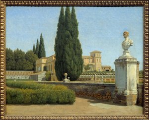 ヴィラ・アルバーニの庭園にて。クリストファー・ヴィルヘルム・エッカーズベルグ（1783-1853）による絵画 Ec.Dan. 作： Christoffer Wilhelm Eckersberg