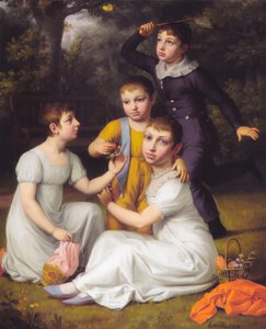 フンメルトフテにあるヨハネス・ソボッカーの4人の長男の肖像画。 作： Christoffer Wilhelm Eckersberg
