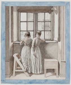 アーティストのスタジオの窓際 作： Christoffer Wilhelm Eckersberg