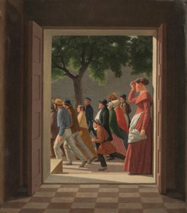 ドア越しに見るランニングフィギュア 作： Christoffer Wilhelm Eckersberg