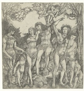 愛のカップルと風景の中のアモールとの愛の寓話 作： Christoforo di Michele Robetta