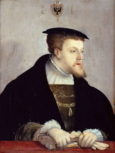 皇帝シャルル・クイントまたは5世（1500-1558）の肖像」。- 皇帝シャルル5世（1500-1558）の肖像 par Amberger, Christoph (ca. 1500-1562), ca 1532 - 木に油彩, 67,2x50,7 - Staatliche Museen, Berlin