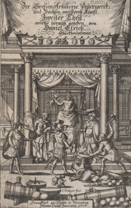 タイトルページ、「大砲の花火...」、1676年。 作： Christoph Metzger