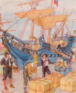 Hafen Mit Tabakballen／タバコ俵のある港（カラーリトグラフ） 作： Christophe (1856 1945)