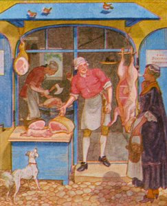 メッツガーラーデン／肉屋（カラーリトグラフ） 作： Christophe (1856 1945)