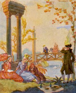 パーク・ミット・ルーイン／廃墟のある公園（カラーリトグラフ） 作： Christophe (1856 1945)