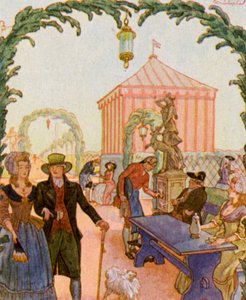 ニュルンベルクのシュマウゼンガルテン／ニュルンベルク前の饗宴庭園（カラーリトグラフ） 作： Christophe (1856 1945)