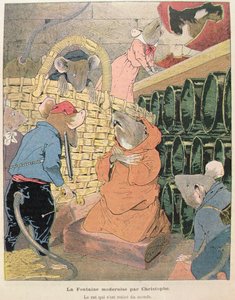 寓話から社会から撤退したネズミのイラスト、ジャン・ド・ラ・フォンテーヌ（1621-95）1902（カラー彫刻） 作： Christophe 1856 1945 Christophe 1856 1945