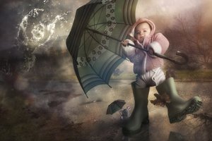 ファンタジックな赤ちゃんの雨の日 作： Christophe Kiciak