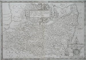 ウィリアム・ウェブが彫刻したサフォークの地図 作： Christopher (after) Saxton