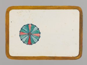 様式化された菊の小さなカード、1880年頃。水彩、墨、メタリック・ペイント 作： Christopher Grant La Farge