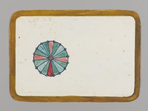 様式化された菊（verso）、c.1880（非常に薄いカードストックのグラファイト上にwc、黒インク、メタリックペイント） 作： Christopher Grant La Farge