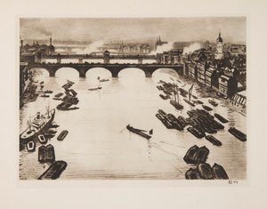 ロンドン橋、パブ。 1924年。 作： Christopher Richard Wynne Nevinson