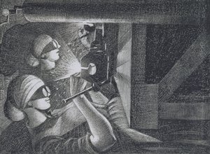 アセチレン溶接機、1917年（エッチングとドライポイント） 作： Christopher Richard Wynne Nevinson