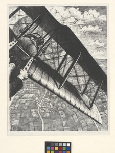 Lentokoneen rakentaminen: 4 000 jalan korkeus (litografia) 作： Christopher Richard Wynne Nevinson