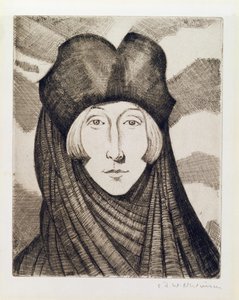 エディス・シットウェル（1887-1964）1927（エッチングおよびドライポイント） 作： Christopher Richard Wynne Nevinson