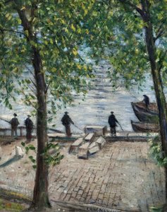 セーヌ川の漁師、1939 作： Christopher Richard Wynne Nevinson