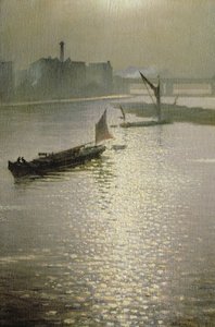 ウォータールーブリッジから：霧の中を太陽がはじける、c.1924 作： Christopher Richard Wynne Nevinson