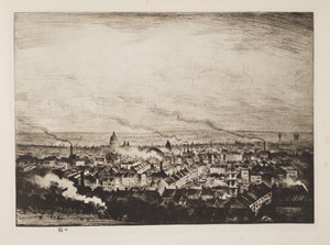 パーラメント・ヒルから見たロンドン 1923年（エッチング） 作： Christopher Richard Wynne Nevinson