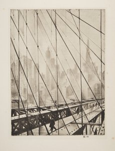 ブルックリン橋の向こう側」1921年（エッチング） 作： Christopher Richard Wynne Nevinson