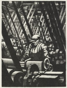 エンジンを作る、1917 作： Christopher Richard Wynne Nevinson