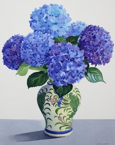 青い紫陽花（紙に水彩画