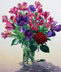 赤いバラの花（紙に水彩） 作： Christopher Ryland