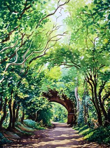 サドベリーブリッジとツリー（紙に水彩） 作： Christopher Ryland
