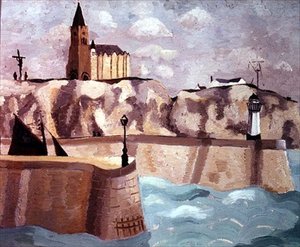 崖の上の教会、ディエップ、1929 作： Christopher Wood