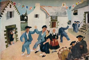 ダンシング・セイラーズ、ブルターニュ、クリストファー・ウッズ、1930年、1936年。 作： Christopher Wood