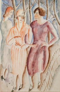 フランスの少女たち」1926年頃（水彩、鉛筆、紙） 作： Christopher Wood