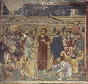 ミュージシャンのイエスの嘲笑シーン、1317年頃 作： Chrostiras Michael