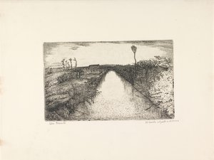 運河のある風景 Il canale col ponte in distanza (オブジェクトのタイトル) 作： Cino Bozzetti