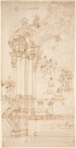 受胎告知の絵が描かれたバルダキン 作： Circle of Andrea Pozzo