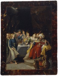 ベルシャザーの饗宴、日付なし（銅に油彩） 作： Circle of Frans Francken the Younger